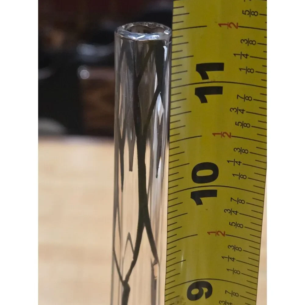 Vintage Art Nouveau Silver Overlay Clear Glass Hexagonal Bud Vase 11